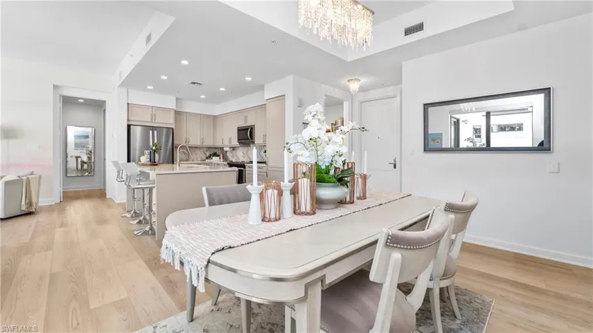 Dining room area and kitchen view