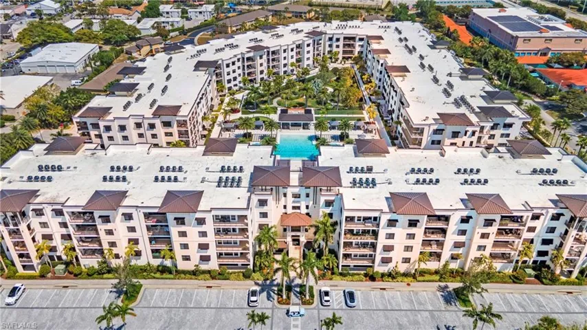 Aerial view of community and amenities