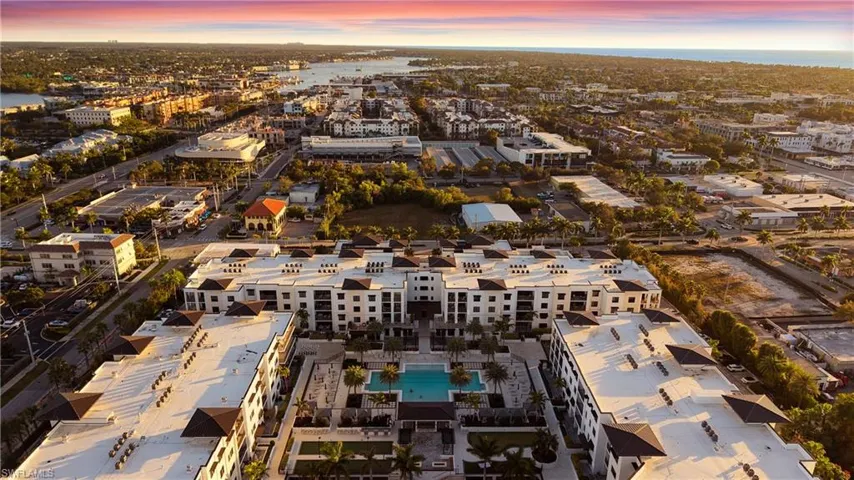 Aerial Twighlight view city and coast