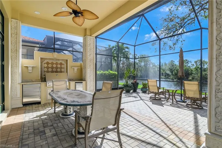 Summer kitchen with gas grill, refrigerator and ice maker