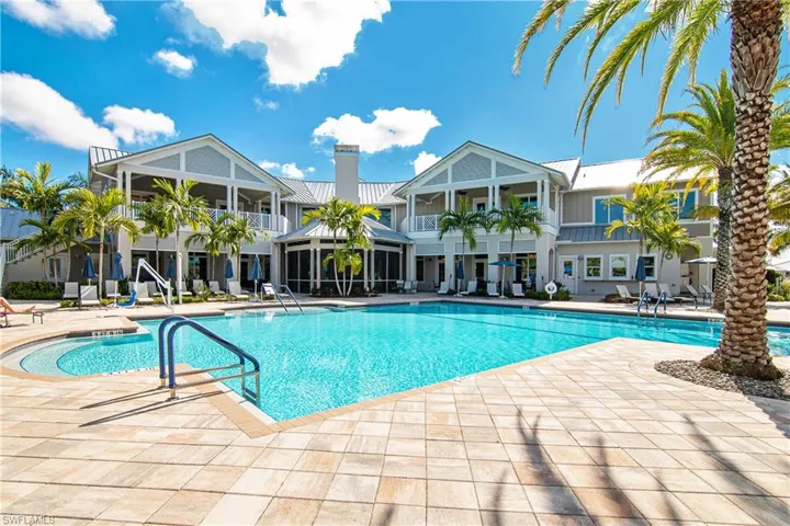 Community pool featuring a patio area