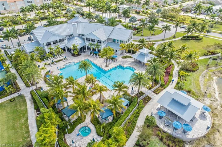 Bird's eye view of a pool area