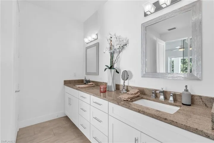 Bathroom with double vanity and Plenty of Storage