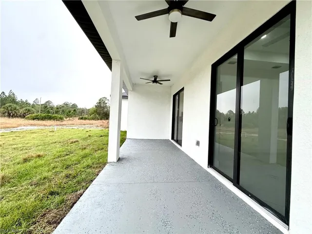 View of patio / terrace featuring a ceiling fan