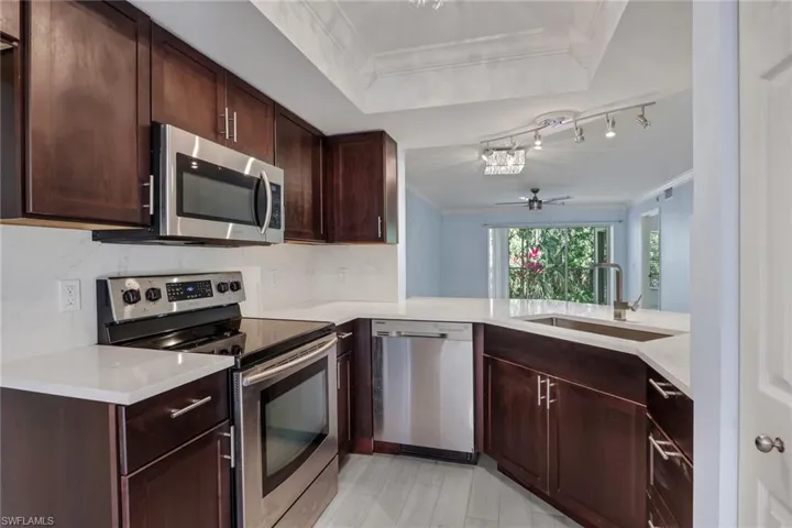 You get natural preserve views from the kitchen