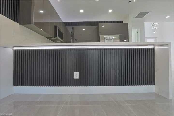 Reception with recessed lighting