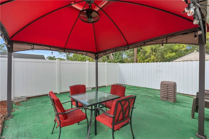 View of patio / terrace featuring a gazebo