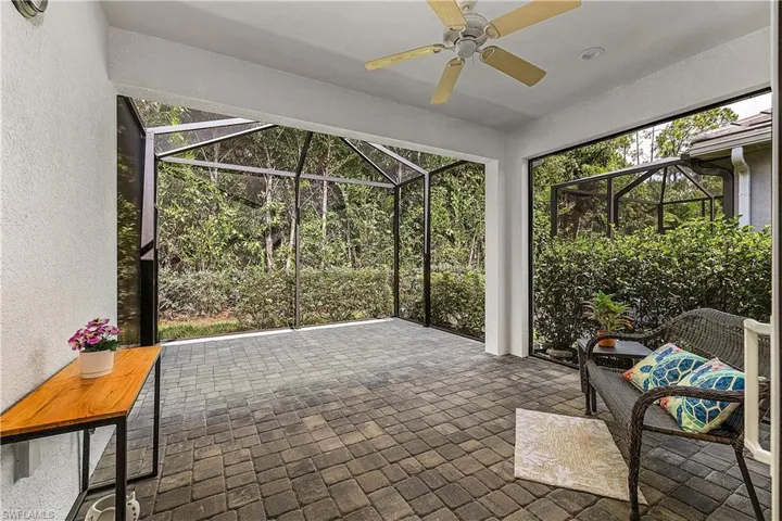 Sunroom with ceiling fan
