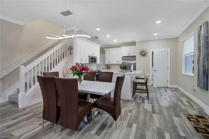 Updated and upgraded kitchen open to the dining area
