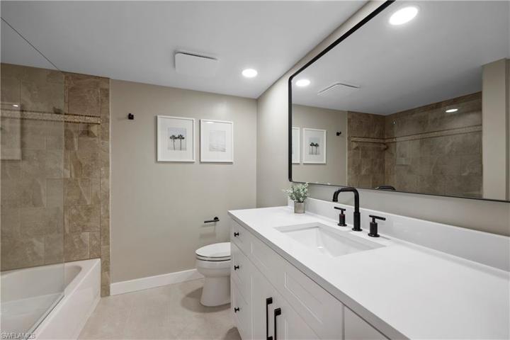 Guest bath, new vanity, Quartz countertop, new faucet/plumbing, mirror, shower glass