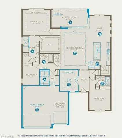 Floor plan with options selected for the listed home