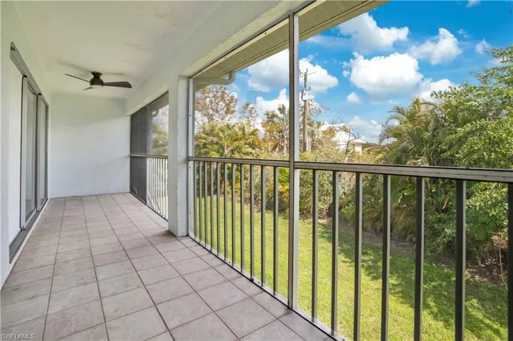 Balcony with a ceiling fan