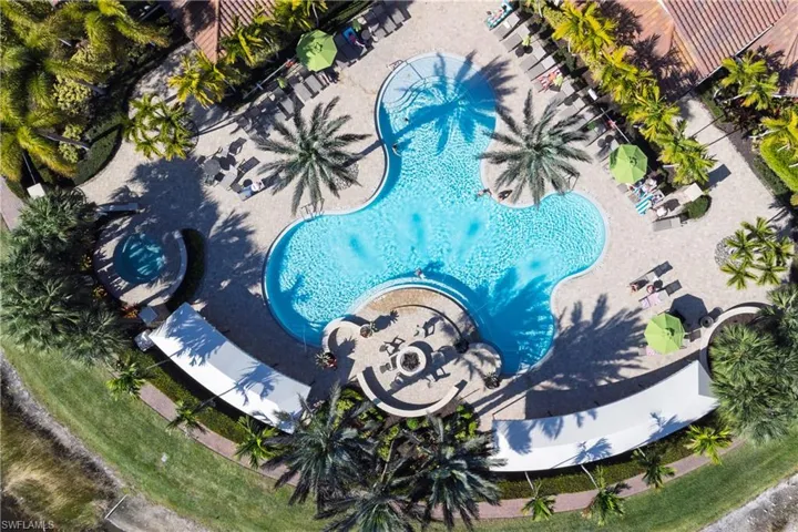 Aerial view of a pool