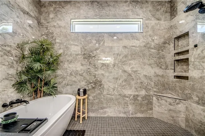 Primary Bath W/Freestanding Soaking Tub & Oversized Shower W/Granite Surround