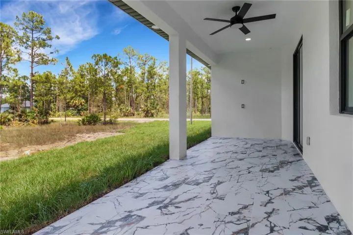 View of patio / terrace featuring ceiling fan