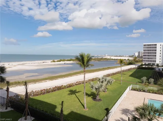 Surrounding community with view of water and beach