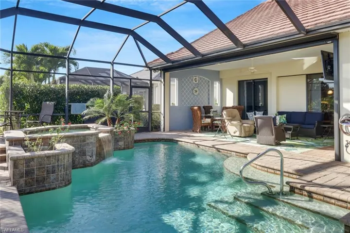 Pool and spa with covered lanai space