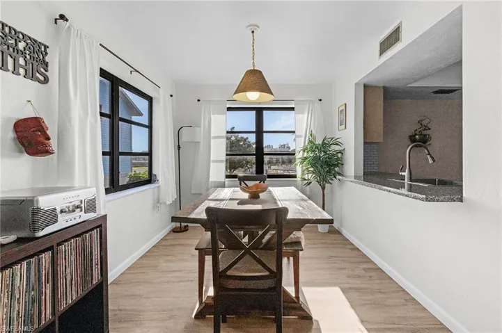 Dining space with newer flooring