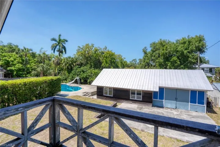 Garage Balcony Overlooking the Pool House & Picnic Area