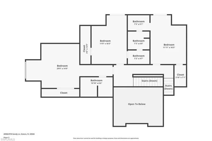 Upstairs Floor Plan for Main House