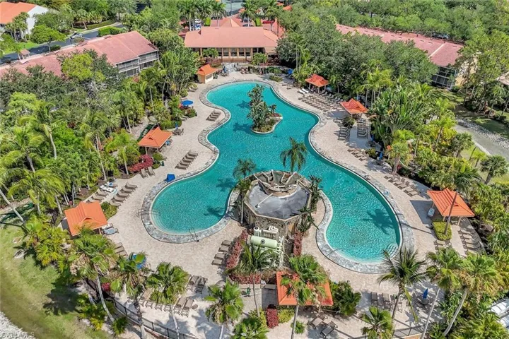Aerial view of a pool area