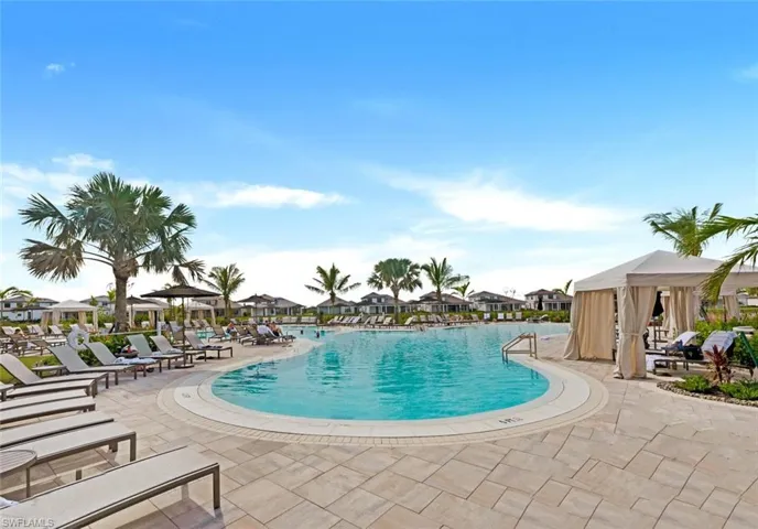 View of swimming pool with a patio