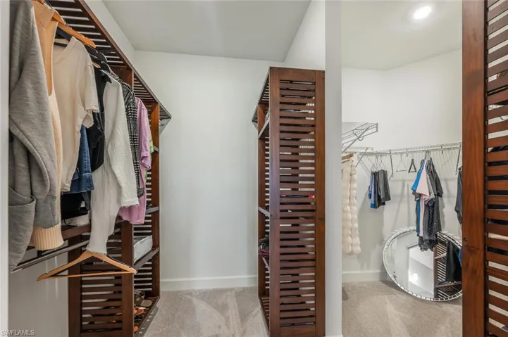 Spacious closet featuring carpet flooring