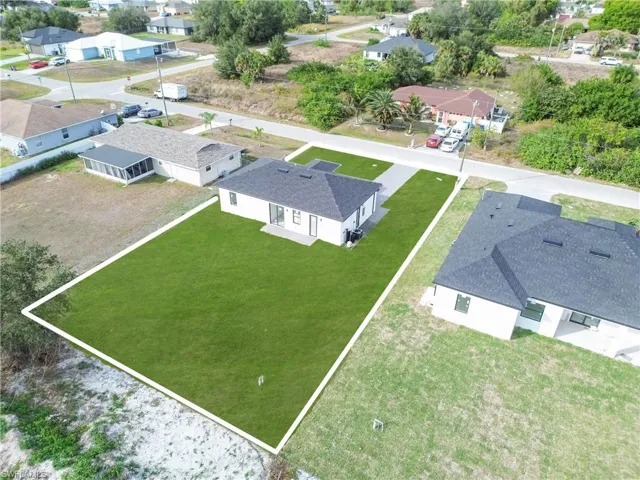 Aerial perspective of suburban area