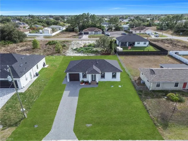 Aerial perspective of suburban area