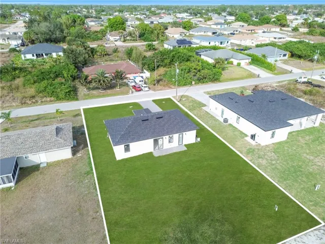 Aerial perspective of suburban area