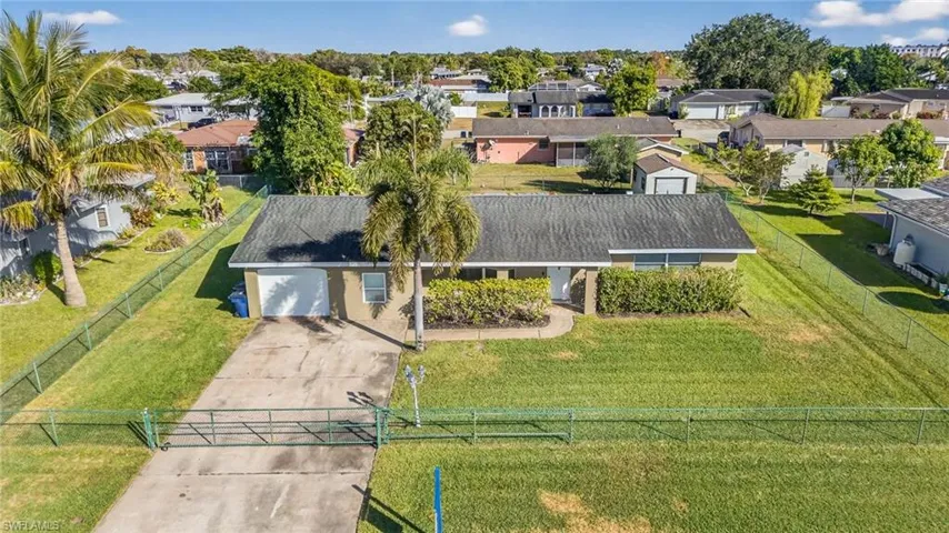 Aerial perspective of suburban area