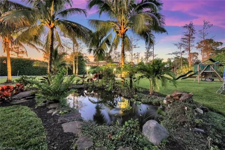Enjoy serene sounds of the coy pond.