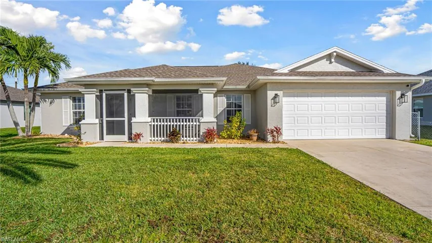 Ranch-style pool house with 3 bedrooms, 2 baths, 2 car garage.