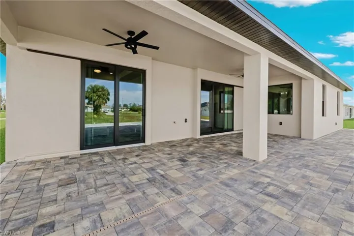 View of patio / terrace featuring ceiling fan