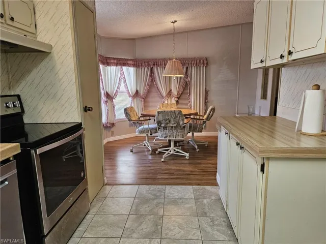 Kitchen with view of dining area