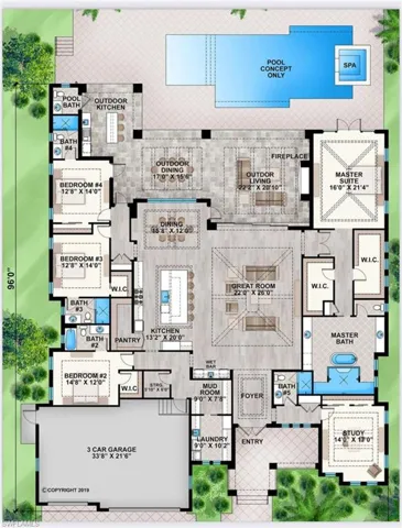 2nd architectural floorplan option for illustrative purposes. New Construction potential.
