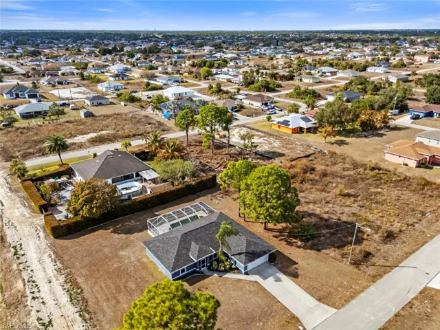 Aerial perspective of suburban area