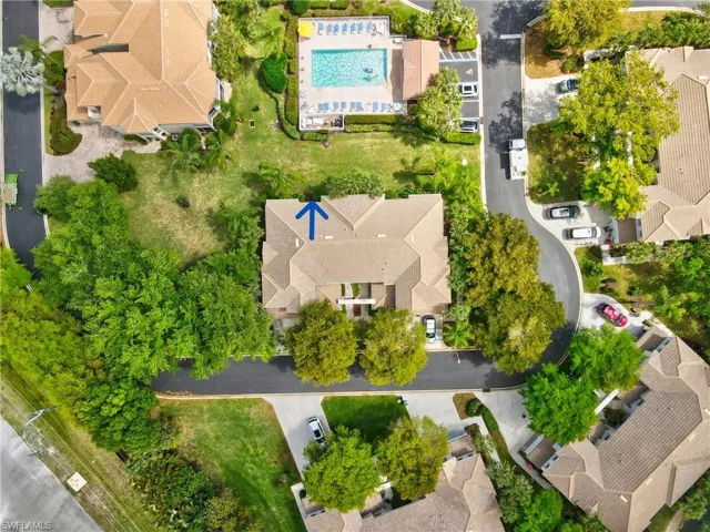 Aerial perspective of property and community pool