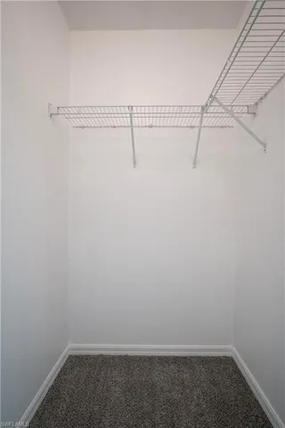 Walk in closet with carpet flooring