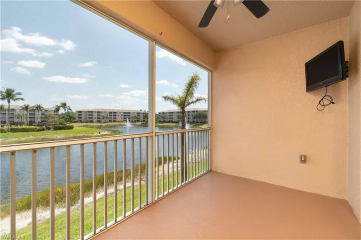 Balcony with a ceiling fan