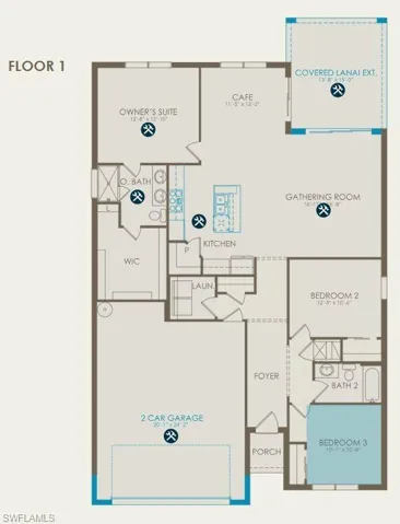 Floor plan with structural options selected
