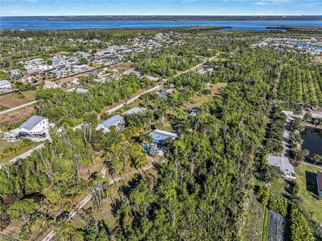 Aerial view of property's location with a nearby Matlacha pass in the background.