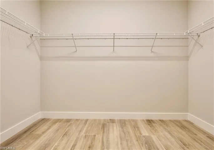 Spacious closet with hardwood / wood-style floors