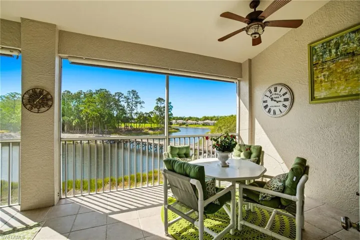 Screened-in lanai and take in the breathtaking panoramic views of the lake and golf course—an ideal setting to relax or entertain.