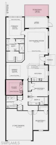 Structural options added Include: tray ceiling, extended screened lanai, study with french doors, 8' doors, impact windows, laundry sink, keyless entry, upgraded appliances, matte black hardware, quartz countertops throughout, laundry cabinets.