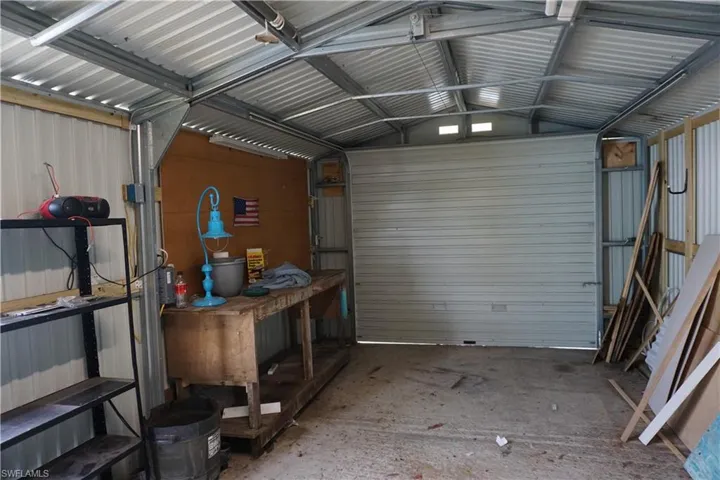 Workbench in larger shed with power