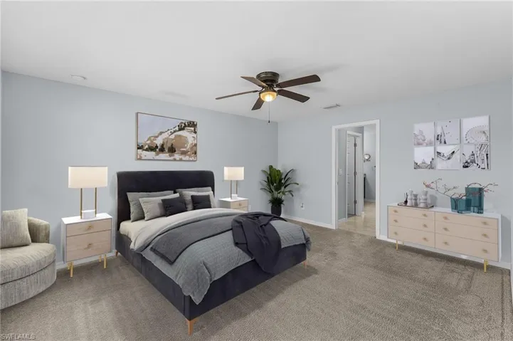 Digitaly staged master bedroom