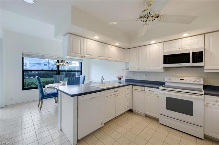 White Cabinetry, Blue Corian Counters, White Enamel Double Sink. New Dishwasher
