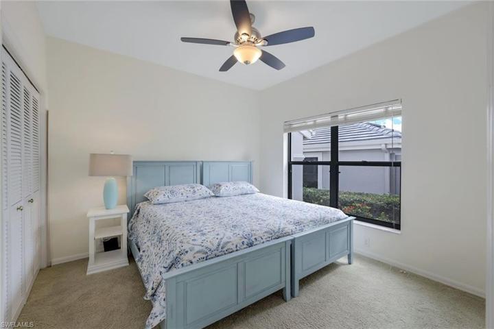 Second Bedroom has 2 NEW Twin Beds (show as a King), Night Stand & Lamp, Walk In Closet & New Closet System