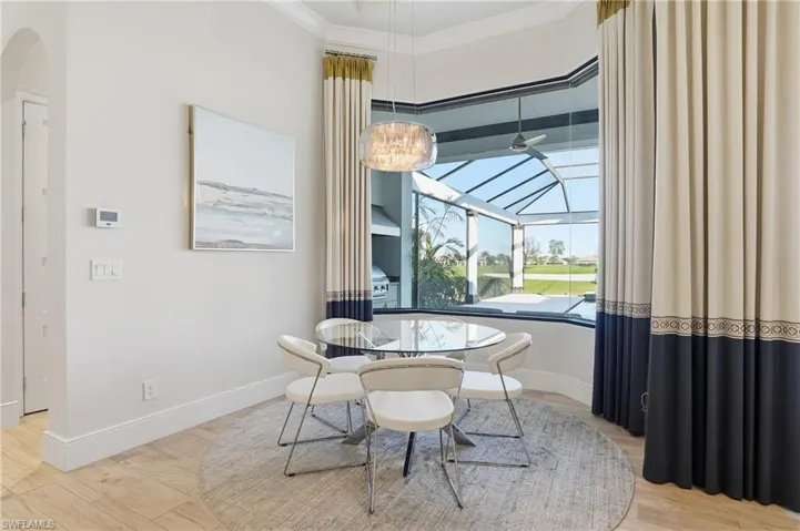 The eat in kitchen has incredible golf course views